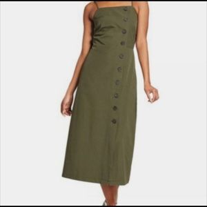 Olive green button down dress